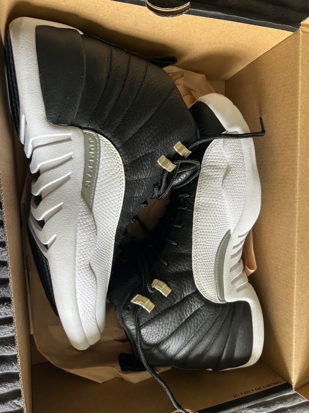 AIR JORDAN 12 Men's Black and White High-Top Athletic Sneakers